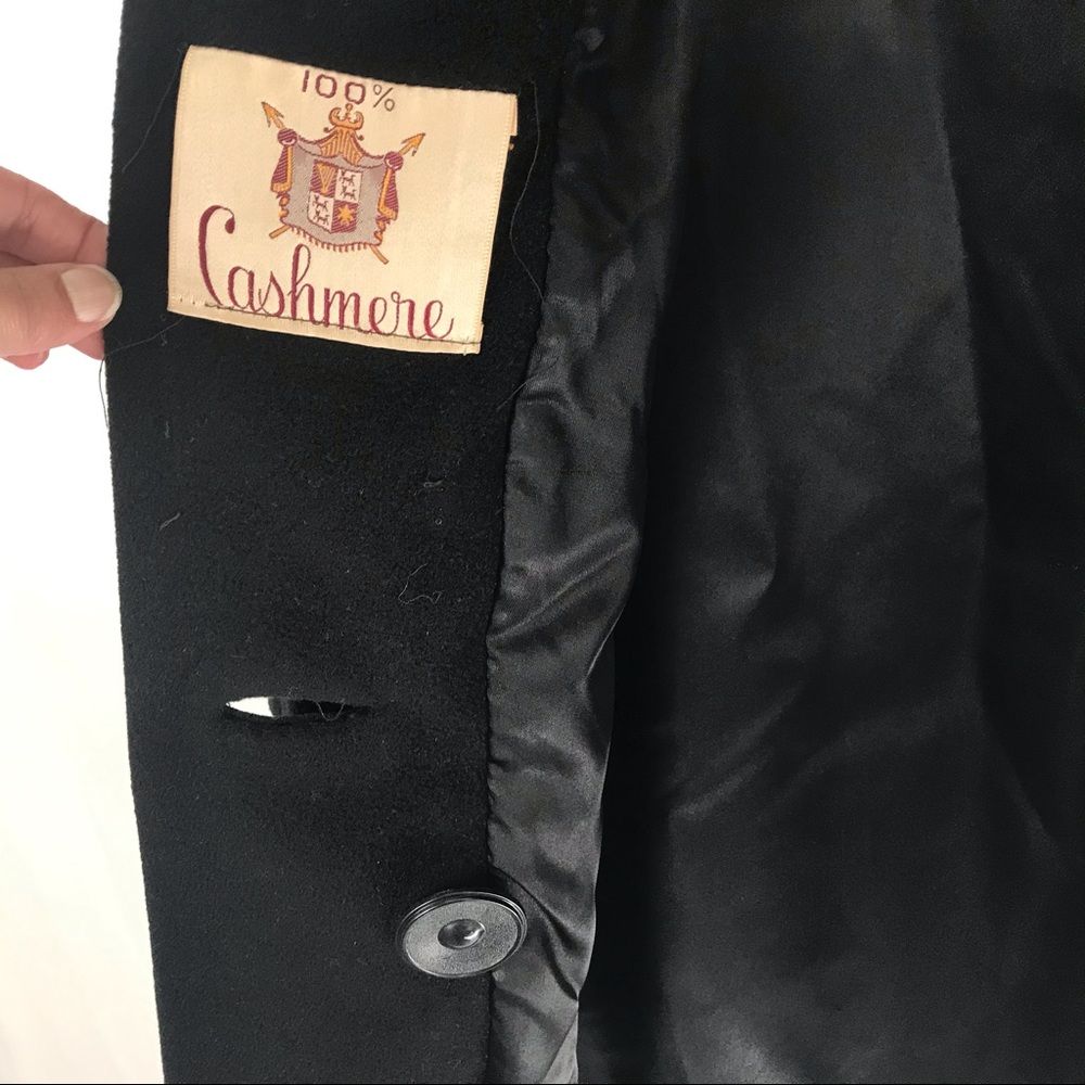 Vintage 100%  Cashmere Coat with Fur Collar, M/L - Picture 7 of 8